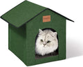 Love's cabin Outdoor Cat House Weatherproof, Insulated Feral Cat House Outdoor for Winter, Waterproof Outside House for/Indoor Cats, Shelter with Removable Soft Cushion,Green