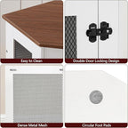 Corner Dog Crate Furniture, Wooden Dog Kennel End Table, Decorative Pet Crate Indoor Use, Furniture Style Dog House for Small Medium Dog, Dog Cage TV Stand, White and Walnut DCBA0801