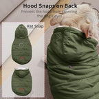 Fleece Lining Extra Warm Dog Hoodie in Winter for Small Dogs Jacket Puppy Coats with Hooded Green M