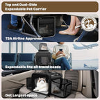 Top and 2 Sides Expandable Cat Carrier 18x11x11, TSA Airline Approved Dog Carriers for Small Dogs, Soft-Sided Pet Carrier with Self-Locking Zippers for Kitten,Rabbit, Puppy, Guinea Pig Black White