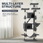 75" Large Cat Tree, Big Cat Tower for Indoor Cats, Tall Cat Tree with 3 Cushioned Perches, Sisal Scratching Posts, Cozy Basket, 2 Cat Condos. Smoky Gray