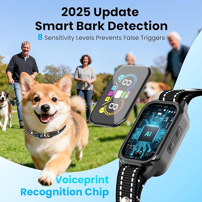 2 in 1 Dog Bark and Shock Collar - 4500FT Bark Collar with Remote, Voiceprint Recognition, Beep/Vibration/Shock Modes, 8 Sensitivity Levels, IP67 Waterproof, Portable Training Collar for 5-120lbs Dogs