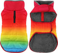 Dog Winter Coat, Waterproof Dog Jacket with Leash Hole, Reflective Adjustable Pet Snow Vest, Warm Fleece Sweater for Small Medium Large Dogs - Rainbow, 3XL