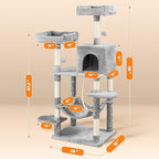 Topeakmart 59 inches Cat Tree Cat Tower Stand House Condo with Big Hammock Scratching Post Kitty Pet Play House
