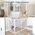 Pet Gate - 3-Panel Indoor Foldable Dog Fence for Stairs, Hallways or Doorways - 54x24-Inch Retractable Wood Freestanding Dog Gates by PETMAKER (White)