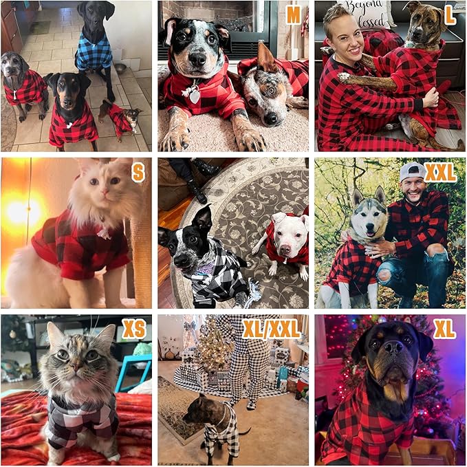 KOOLTAIL Plaid Dog Hoodie Pet Clothes Sweater with Hat and Pocket for Small Medium Large Size Dogs, Soft Winter Warm Dog Cold Weather Coat, Fleece Fall Dog Hooded Sweatshirt for Puppy Cats,Red XL/XXL