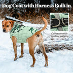 Lelepet Warm Dog Winter Coat Dog Coats for Large Dogs Waterproof Dogs Jacket with Harness Built in Reflective Cold Weather Coats Zip-Up Winter Fleece Vest Snowsuit Boston Terrier Mint Green Camo L
