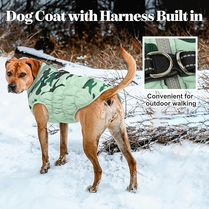 Lelepet Warm Dog Winter Coat Dog Coats for Extra Large Dogs Waterproof Dogs Jacket with Harness Built in Reflective Cold Weather Coats Windproof Zip-Up Winter Fleece Vest Snowsuit Great Dane 3XL