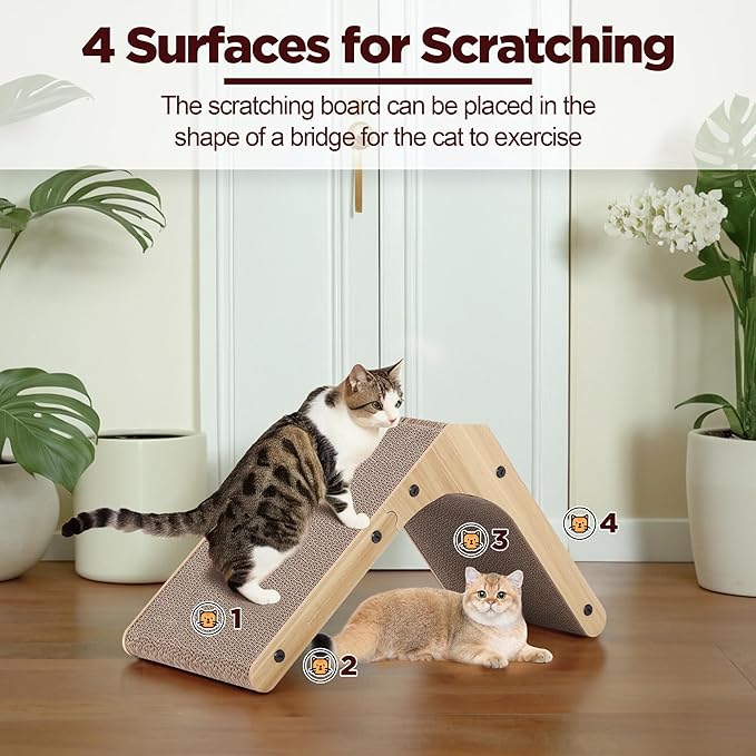 Small Cat Scratcher, L Shaped Cat Scratch, Wall Mounted Cat Scratching Board, Cat Cardboard Scratcher, Vertical Cat Scratch Ramp for Indoor Cat (16.9 Inch)