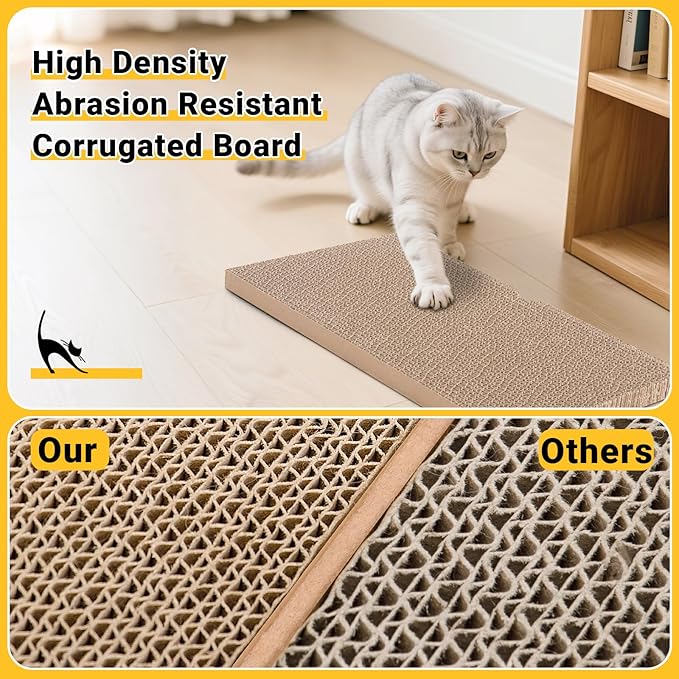Ycozy Cat Scratcher with 2 Boxes, 6 PCS Replacement Reversible Cat Scratching Board for Cat Paws, Large Cat Scratcher Cardboard Corrugated for Indoor Cats