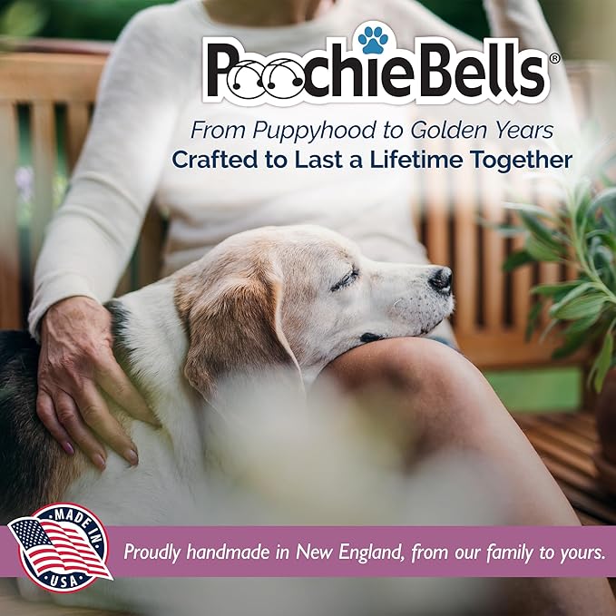 PoochieBells Dog Door Bells for Potty Training, Quick & Easy Puppy Potty Training Method Included, Handcrafted in USA with Loud, Paw-Safe Bells, Pewter Gray