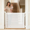 Retractable Safety Baby Gate or Mesh Dog Gate,Durable Portable Mesh Retractable Gate,Easy to Use for Stairs, Doorways, Hallways, Indoor, Outdoor, 33.5" Tall, Extends to 55" Wide,White