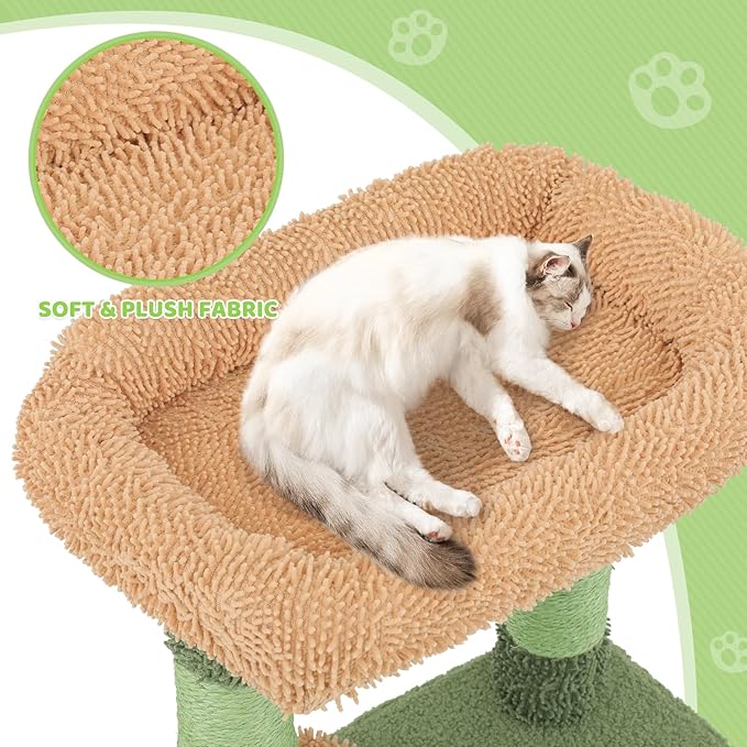Magshion 42" Cactus Cat Tree, Multi-Level Cat Tower for Indoor Cats with Scratching Posts, Ramp, Top Perch, Side Basket & Platforms, Cat Climbing Tower Kittens Pet Play House