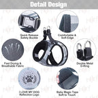 BEAUTYZOO Small Dog Harness and Leash Set,Step in No Choke No Pull Soft Mesh Dog Harnesses Reflective for Extra-Small Medium Puppy Dogs and Cats, Plaid Dog Vest Harness for XS S Pets, Grey S