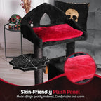 Gothic Cat Tree - 40" Goth Cat Bed, Spacious Condo, Spooky Hanging Bat, Durable Sisal Scratching Post - Elegant Black Cat Tree for Majestic Felines