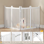 Yaheetech 36" H Extra Tall Freestanding Pet Gate 4-Panel Wooden Dog Fence with 2 Support Feet Folding Dog Gate for Indoor, Stairs, Doorways, Halls, Kitchen Wooden Pet Barrier White, 79.5" L x 36" H