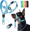 Weesiber No-Pull Dog Head Collar, Adjustable Dog Muzzle Leash Padded Head Halter Training Nose Leash, Easy Control for Walking (Blue,L)