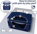 Dog Kitten Playpen with Play Pen Cover for Cat Indoor, 41 x41 x25.5 Puppy Playpen for Small Pet with See-Through Topper Proof Enclosed Door Dog Pen, Sturdy Warm Protable Play Pen for Cat