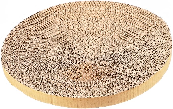 ABOOFAN Cat Scratch Board Replacement Core Round Corrugated Cardboard 14.43 Inch Durable Indoor Floor Cat Scratch Pad Refill for Kitten Play and Rest