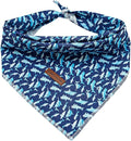 Elegant Little Tail Dog Bandana, Shark Print Pet Birthday Cotton Boy Dog Bibs Scarf, Soft Adjustable Square Kerchief for Small Large Dogs