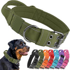 Tactical Dog Collar with Control Handle, Military Adjustable Pet Collar Reflective Heavy Metal Buckle Dog Collar, Soft Nylon Training Collar for Medium Large Dogs (Green, X-Large)