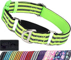 Martingale Collar for Dogs -Reflective Nylon No Slip Choke with Padded Comfort Heavy Duty Dog Collar with Quick Release Buckle for Training, Walking & Overexcited Pulling Green M