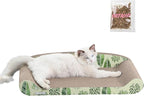 CSR1004B Montego 27.5" Coastal Patterned Cardboard Lounge Bed Cat Scratcher with Catnip, Mint/Green