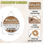 Baby Sleeping Sign Decor, Do Not Knock Or Ring Doorbell Hanging Sign For Front Door, No Soliciting Sign For Home Baby Room Nursery Outdoor, Funny Dog Warning Round Door Hanger Decorations -b03