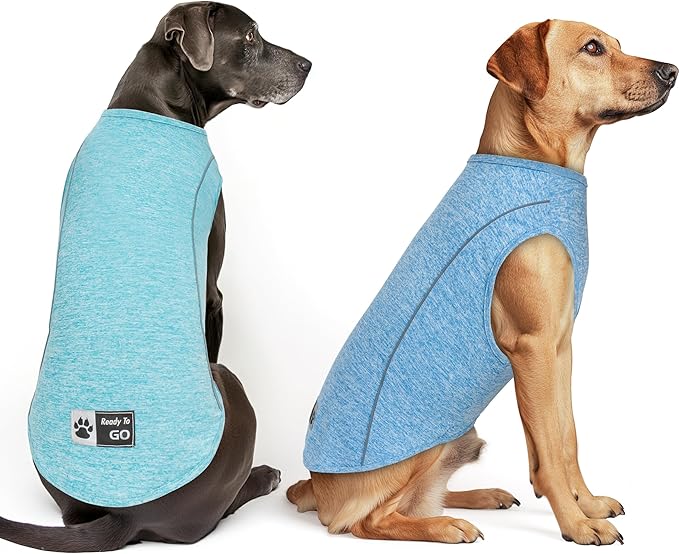 KYEESE 2Pack Reflective Dog Shirt, Lightweight Sun Protection Dog T Shirts for Large Dogs Boy, Breathable Sleeveless Pet Tank Top Summer Dogs Clothes for Night Walking Outdoor, Lake Blue+Blue, 3XL