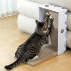 Cat Scratcher Box with 3-Layer Corrugated Pad, Heavy-Duty Double-Sided Cardboard Scratching Board & Bed, Checkered Design, for Cats, Large 2-Pack