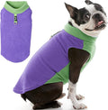 Gooby Half Stretch Fleece Vest Dog Sweater - Purple, Small - Warm Pullover Fleece Dog Jacket with D-Ring Leash for Small to Medium Dogs