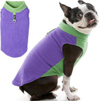 Gooby Half Stretch Fleece Vest Dog Sweater - Purple, Large - Warm Pullover Fleece Dog Jacket with D-Ring Leash for Small to Medium Dogs