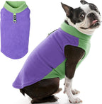 Gooby Half Stretch Fleece Vest Sweater - Purple, X-Large - Warm Pullover Jacket with D-Ring Leash - Winter Small Dog Coat - Cold Weather Clothes for Small Dogs Boy or Girl