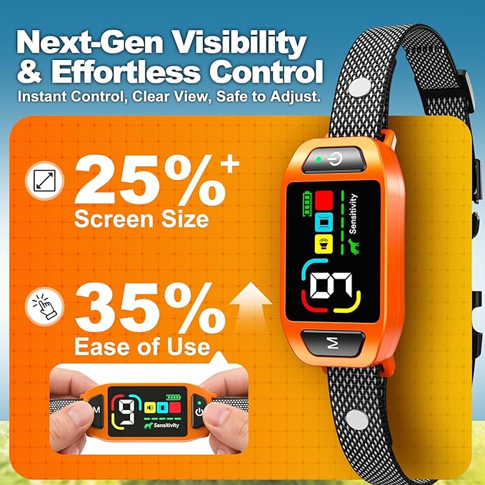 Bark Collar AI Dual-Detection, Instant Quiet Anti Bark Device 4 Training Modes, 30-Day Battery, One-Click Peace, 9-Level Sensitivity Automatic Dog Bark Collar for Large Medium Small Dogs,Orange
