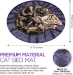Cat Bed Mat Natural Merino Wool Cozy Large Carpet Pad for Pet Cats Kitty Small Dog House Warm Organic Sheep Wool Scratch Floor Mats Rug Bedding (Gray Tiger, Large)