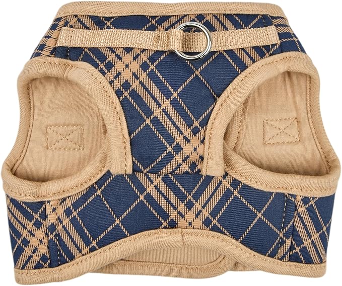 Puppia Corwin Dog Vest Harness B (Step-in) Fashionable Checkered Pattern Spring Summer Harness for Small and Medium Dogs, Navy, Medium