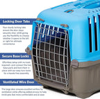 MidWest Homes for Pets Spree Travel Carrier – Hard-Sided Dog & Cat Carrier, Small Pet Travel Crate with Handle, Ventilated Design, Easy Assembly, 19-Inch, Blue