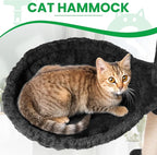 54 Inches Large Cat Tree Tower for Indoor Cat, Tall Cat Tower with Scratching Posts, Cat Condos, Cat Hammock, Pompoms, Top Perches, Sisal Rope, for Bed Room, Living Room (Black)