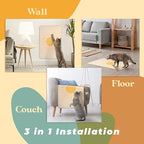 Sisal Scratcher, [+ Catnip Fish Toy], Cat Wall Scratcher, Couch Protector from Cat Scratching, Scratching Mat- 24 X 15.8 with 12 Adhesive Stripes. (The Sun)