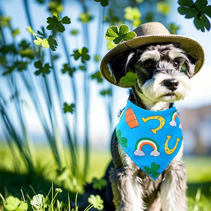 10PCS St.Patricks Day Dog Bandanas for Large XL Breed DogsTriangle Bibs Scarves Boys and Girls Grooming Accessories