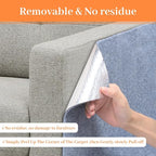 Uranshin Cat Scratch Mat, Trimmable Self-Adhesive Furniture Protector, Scratching Post Carpet 78.7"x15.8" Couch Protector From Claws (Light Grey)