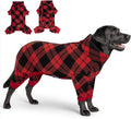 cyeollo Dog Pajamas Large Sized Dog, Warm Fleece Doggy Pjs Soft Doggie Onesie Stretchy Sweater for Large Dogs Winter Dogs Coat Pet Jammies Clothes Female & Male, Buffalo Plaid 3XL