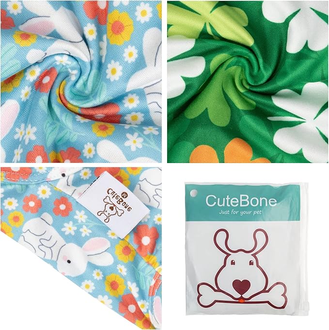 CuteBone Dog Shirts 2-Pack St.Patrick's Day & Easter Soft Pet Clothes Breathable Summer Vest for Small Puppy and Stretchy Cat Apparel 2BX12M