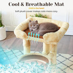 Multi-Level Cat Tree for Indoor Cats, Modern Cat Tower with Double Beds & Scratching Posts, 27in Cat Tree for Large Cats and Kitten, Small Cat Climbing Tower with Hanging Toys, Cream White
