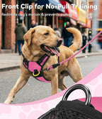 Joytale No Pull Dog Harness for Extra Large Dogs, Reflective Pet Vest with Front Clip, Adjustable Soft Padded Harnesses with Easy Control Handle for Training and Walking, Hot Pink, XL