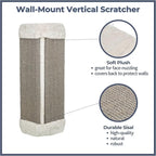 Trixie Scratching Board for Corner – Vertical Sisal Rope Pad for Indoor Cats – Easy-Install Corner Scratch Pad – Gray, 1 x 12.6 x 23.6 in