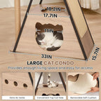 71" Modern Wood Cat Tree for Large Cats - Heavy Duty Tall Cat Tower for Indoor Cats, Multi-Level Cat Furniture with Spacious Condo, Large Perch, Scratching Posts & Hammock(Washed Grey)