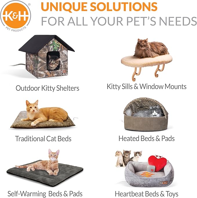 K&H Pet Products Window Lounger Cat Window Perch for Large Cats, Sturdy Kitty Sill Window Hammock Bed, Steel Frame, Sturdy Suction Cups, Washable Shelf Cover, Foldable - 23 X 12in Fleece
