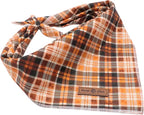 Lionet Paws Halloween Dog Bandana - Plaid Dog Kerchief, Adjustable Washable Reversible Cotton Scarf for Small to Large Dogs