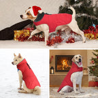 Dog Winter Coat, Waterproof Dog Jacket with Leash Hole, Reflective Adjustable Pet Snow Vest, Warm Fleece Sweater for Small Medium Large Dogs - Red, M